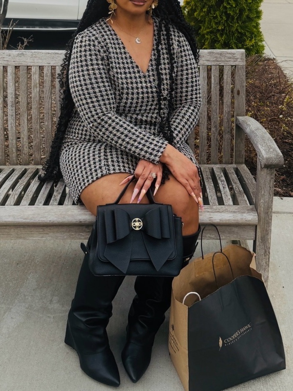 Tweed long sleeved Dress sz Large